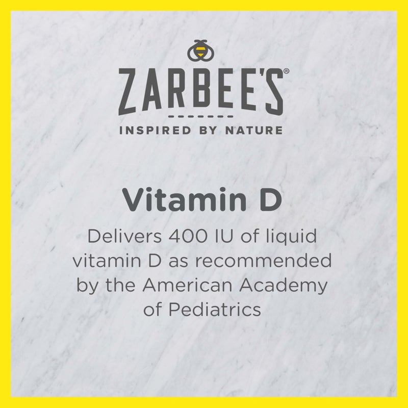 Zarbee's Vitamin D Drops for Infants, 400IU (10mcg) Baby & Toddler Liquid Supplement, Newborn & Up, Dropper Syringe Included, 0.47 Fl Oz - Image 4